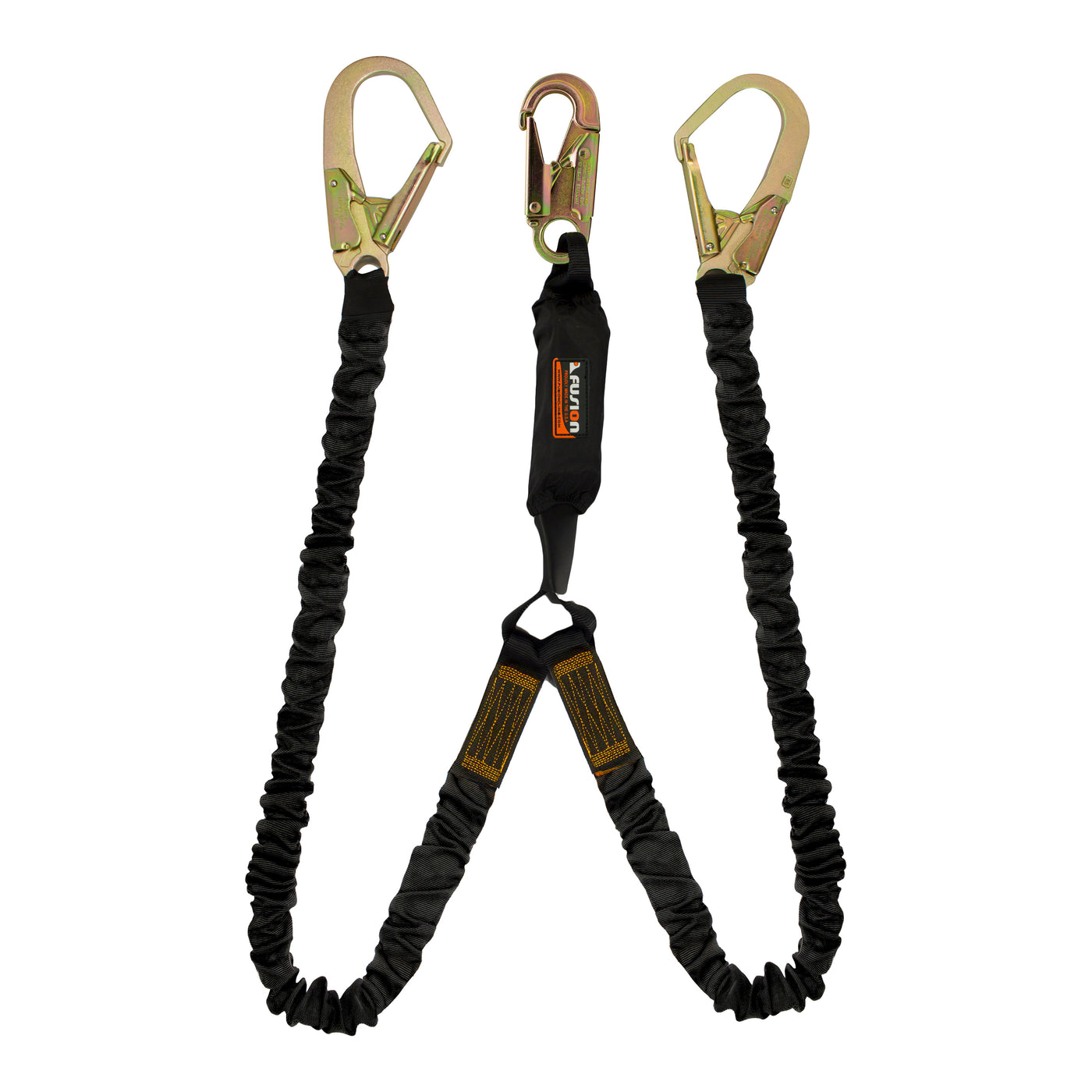 Double Legged Shock Absorbing Lanyard  with rebar hooks and snap hook