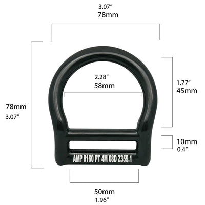 Bent Aluminum Slotted D-Ring for 1 3/4" Webbing