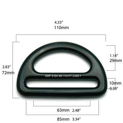 Bretta Aluminum Slotted D-Ring for 3 1/4" Webbing Black