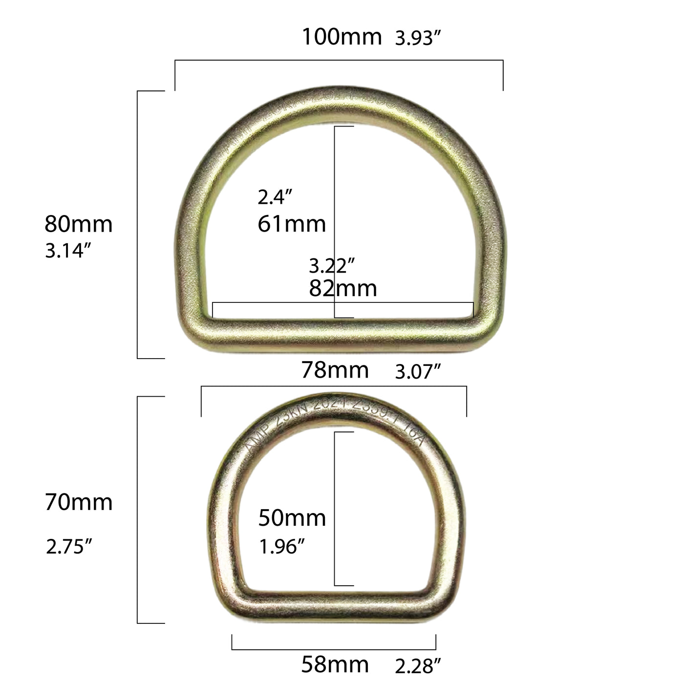 Steel D-Ring Set – 23kN (2-Pack)