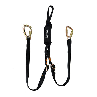 Y-Legged Shock Absorbing Lanyard w/ Captive Eye Carabiner