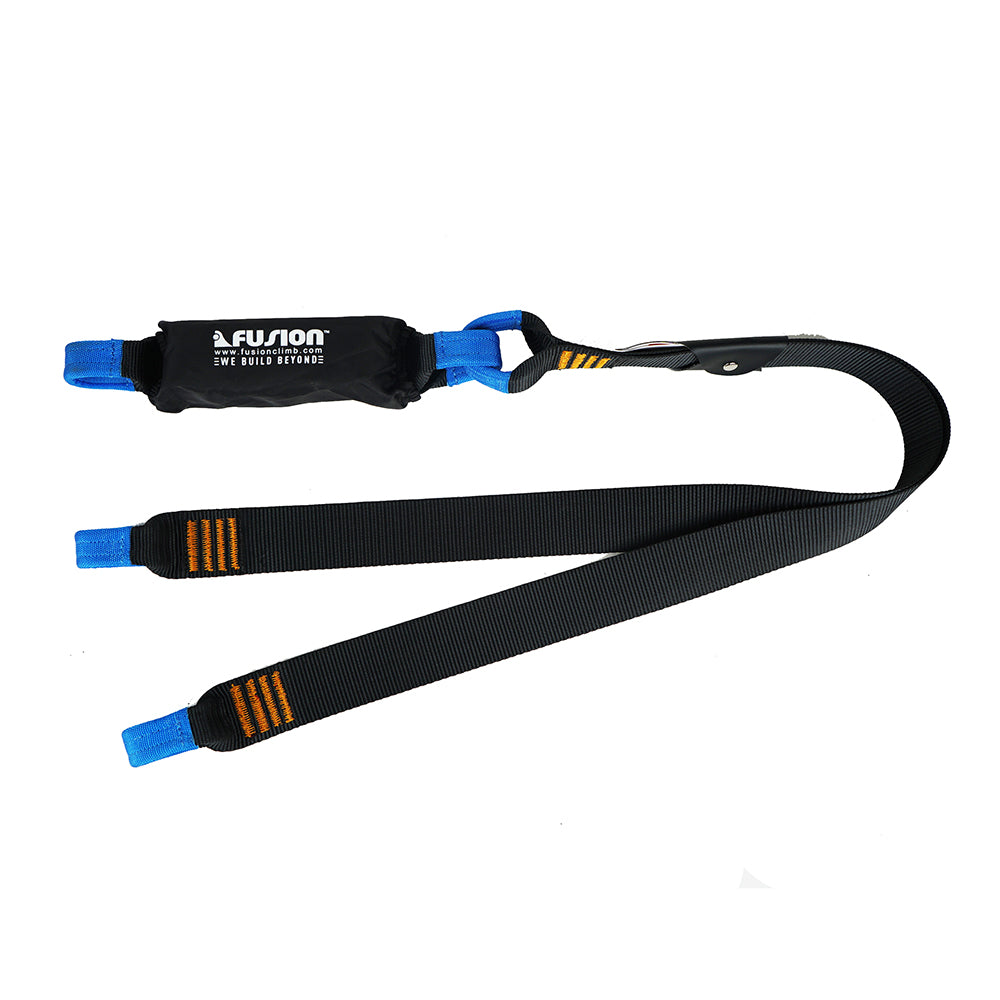 Double Legged Shock Absorbing Lanyard With hitched loops -Black