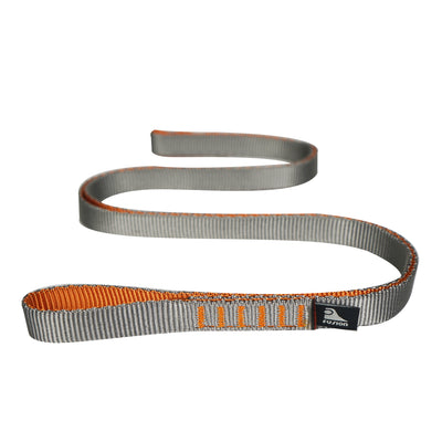 grey and orange nylon climbing sling runner 5000 lbs