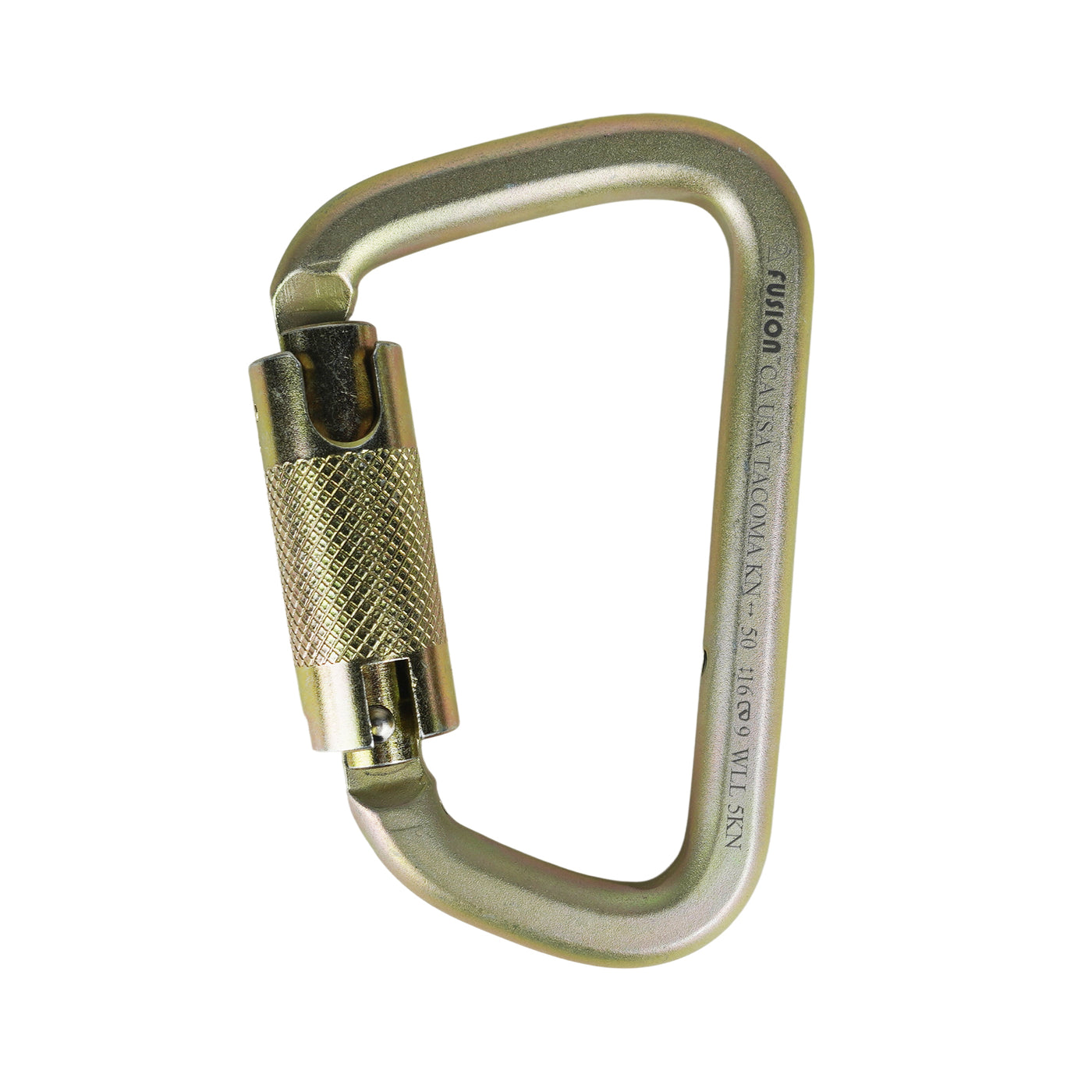 Tacoma Steel 50KN Auto Lock Carabiner – Gold Clip for Climbing, Rescue & Rigging