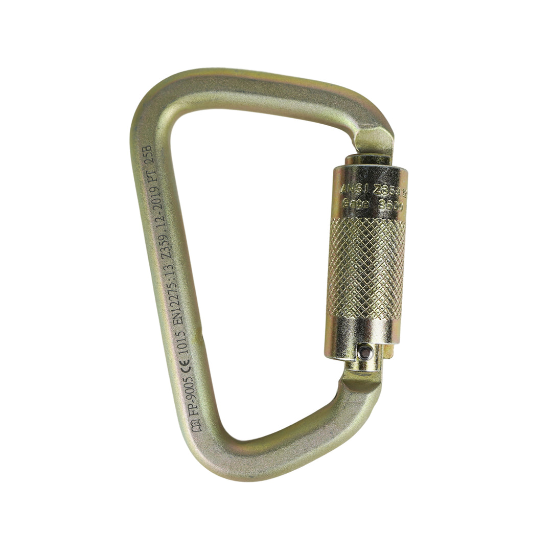 Tacoma Steel 50KN Auto Lock Carabiner – Gold Clip for Climbing