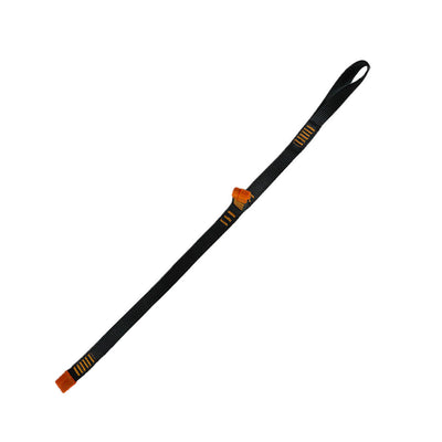 19 inch compact webbing lanyard for aerial trolley systems