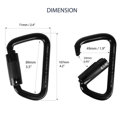 Tacoma Steel 50KN Auto Lock Carabiner – Gold Clip for Climbing, Rescue & Rigging