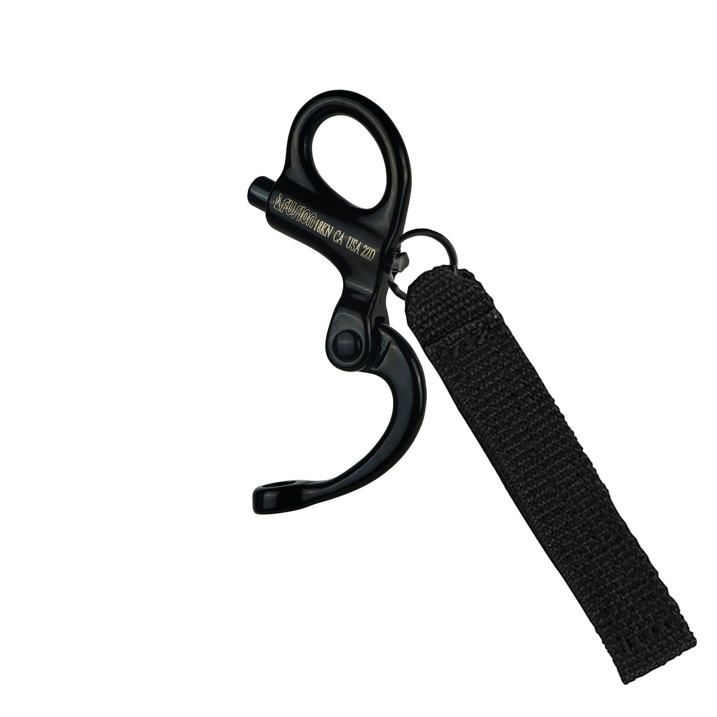 2" Snap Shackle With Fixed Eye - With pull strap - Black