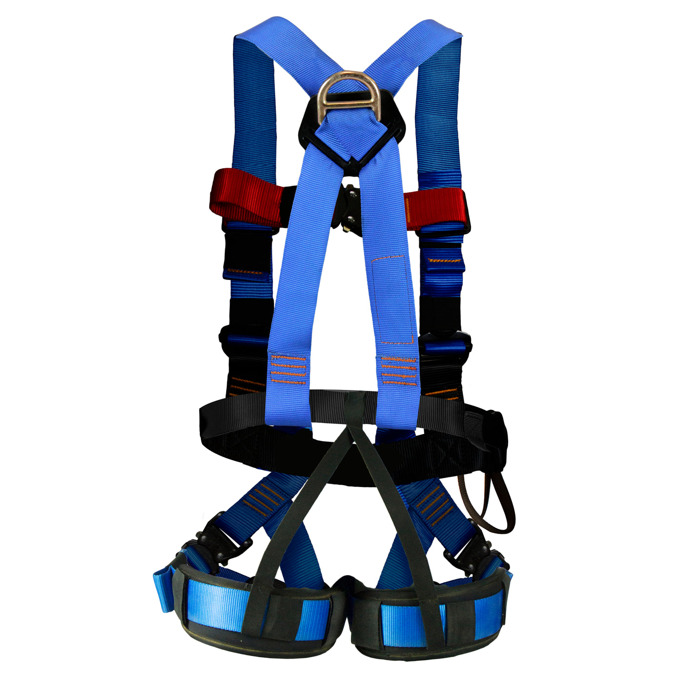 Streak Racer harness with fast-pass leg buckles, front and rear anchor points, and industrial build for zipline and climbing safety. USA made.