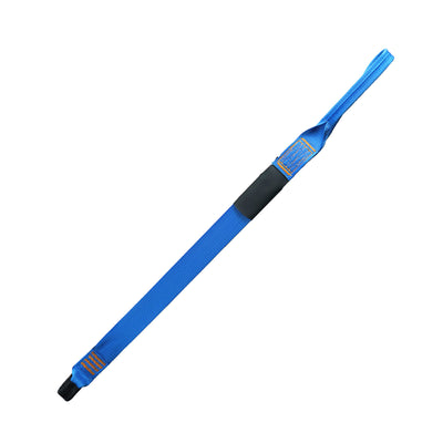 Blue adjustable anchor strap lanyard with girth hitch loop – 1.75" wide webbing and parachute D-ring