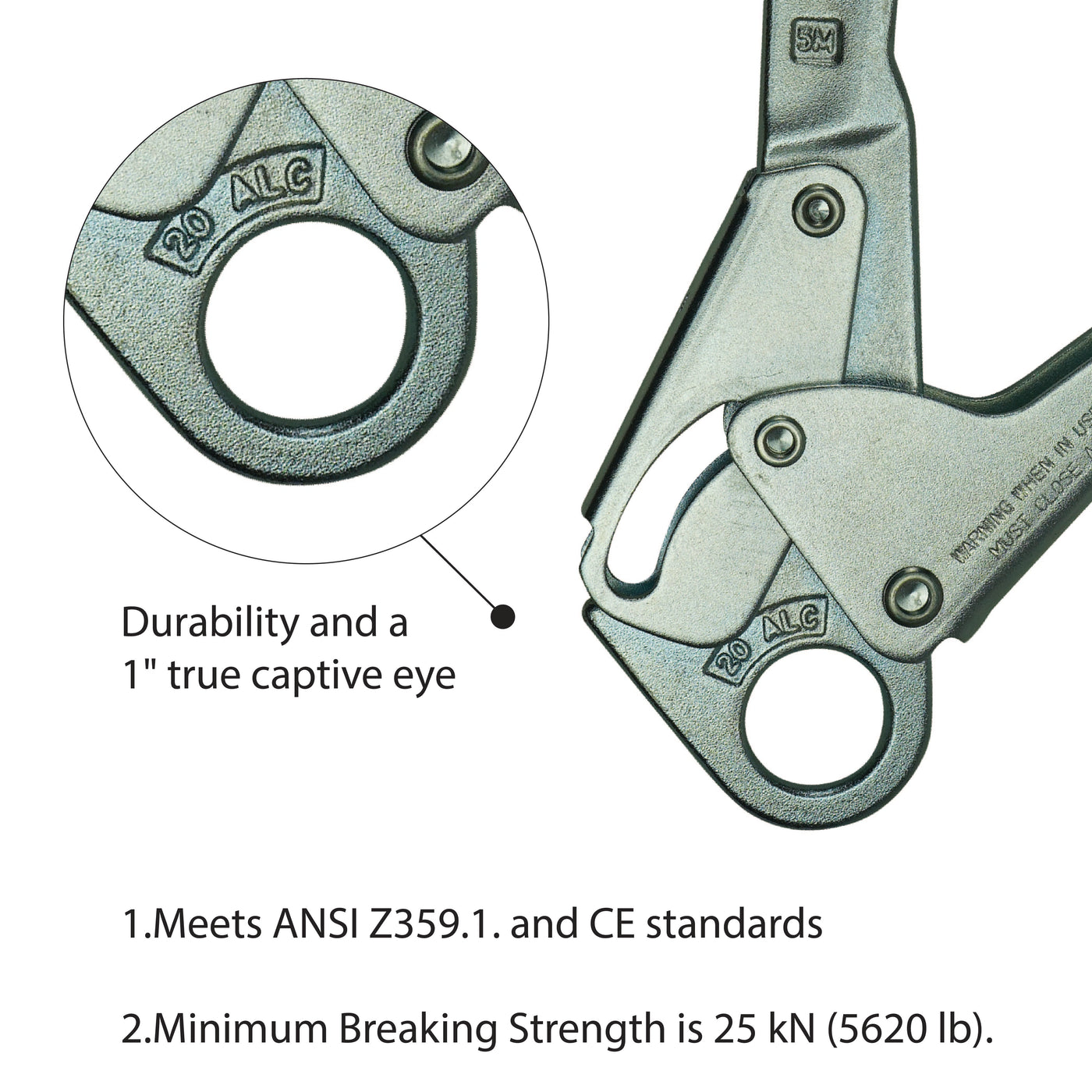 Rebar Snap Hook – Infinity Snap hook Forged of Steel and Cadmium Finish – Silver