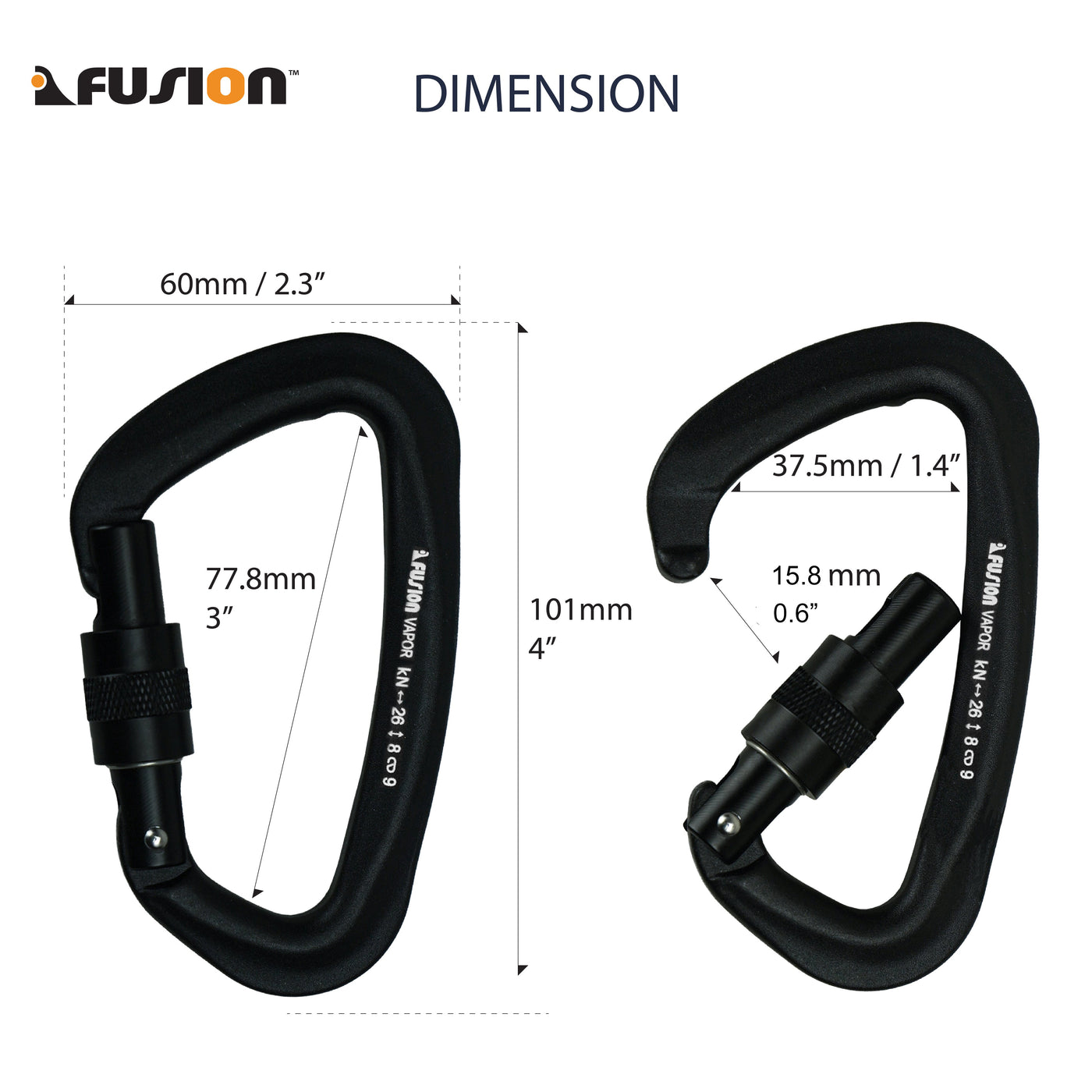 Vapor IV Aluminum - Screw Gate Carabiner - Black