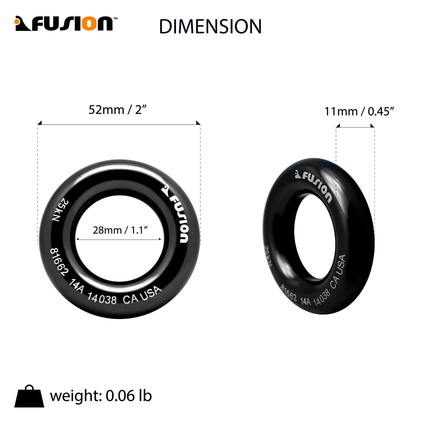 Black Aluminum O-Ring - Small 2"