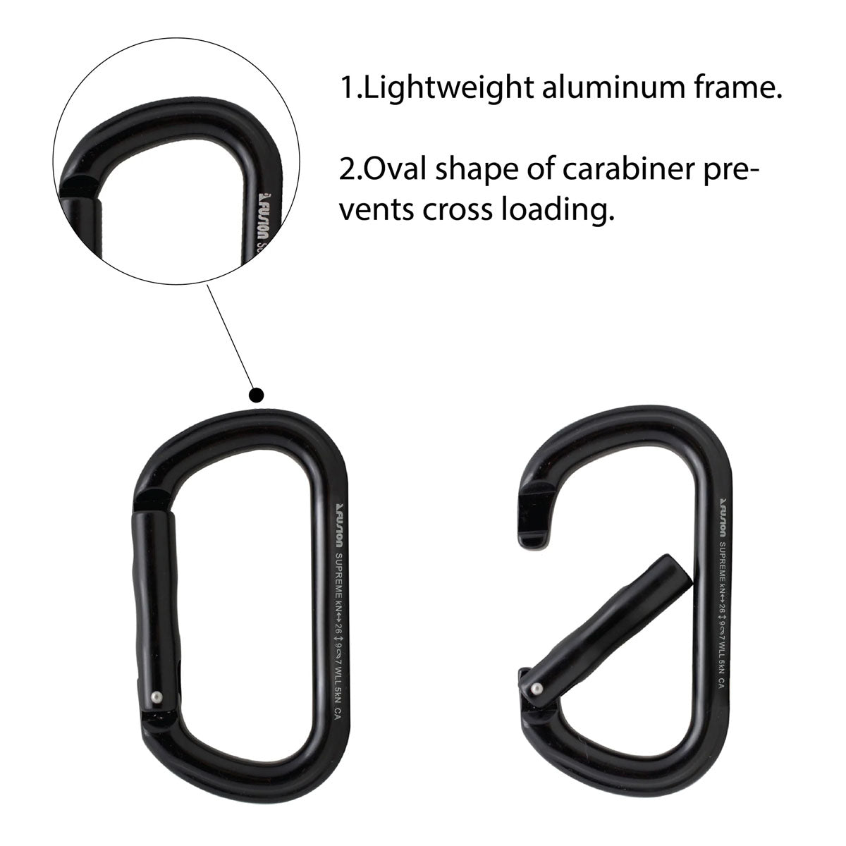 Supreme II Straight Gate D-Shaped Carabiner - Black