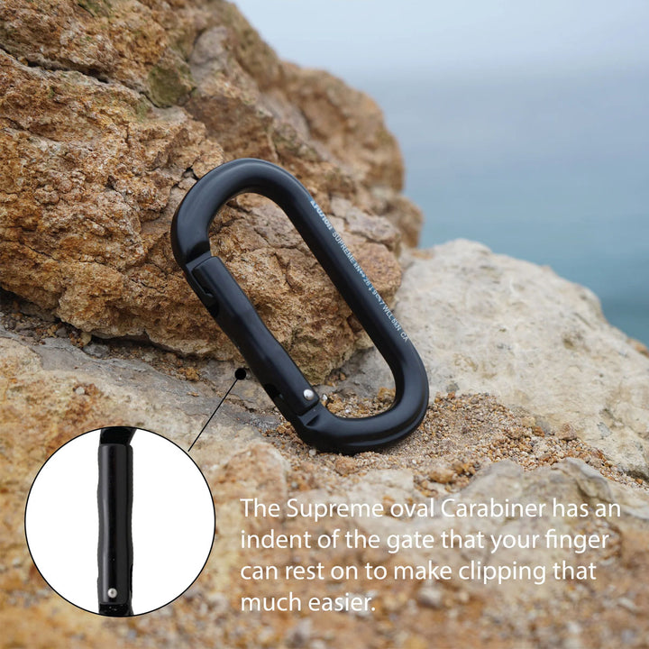 Supreme Oval Straight Gate Aluminum Carabiner - Black | Fusion Climb