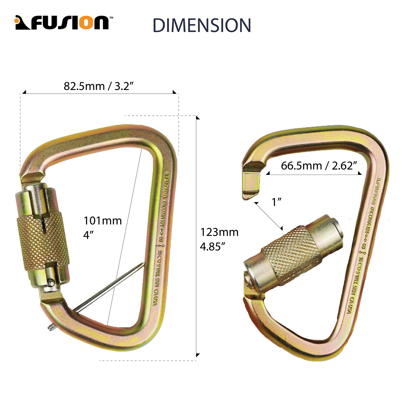 Tacoma Extra Duty 60KN - Triple Lock Carabiner - Gold