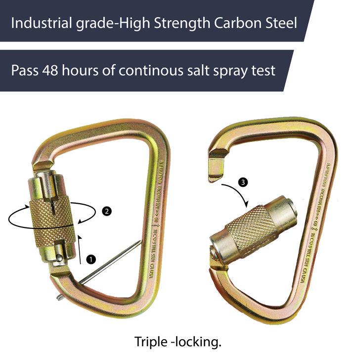 Tacoma Extra Heavy Duty 60KN - Auto lock Carabiner - Gold