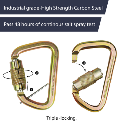 Tacoma Heavy Duty 60KN - Triple Lock Carabiner - Black