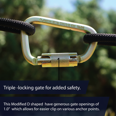 Tacoma Heavy Duty 60KN - Triple Lock Carabiner - Black
