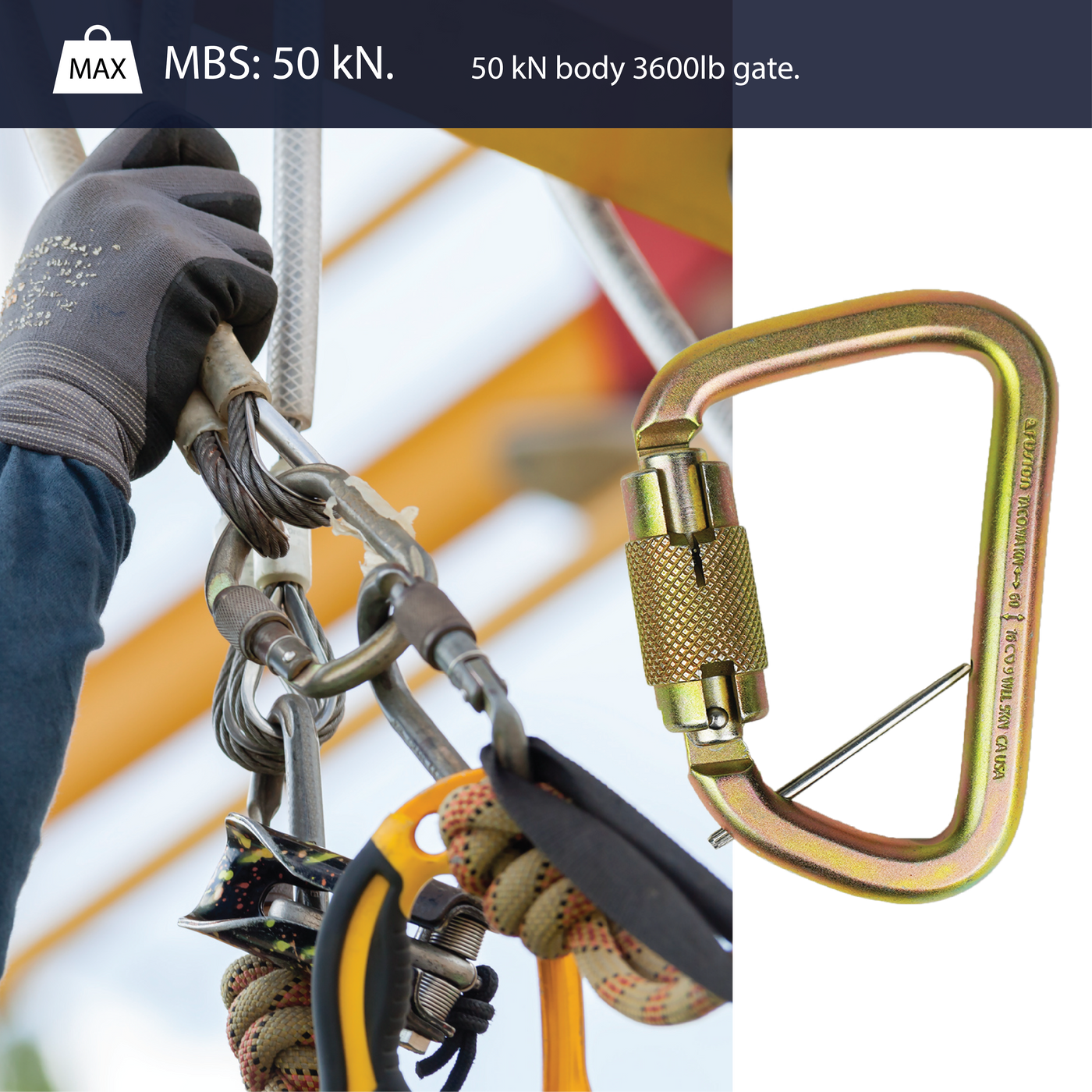 Tacoma Heavy Duty 60KN - Triple Lock Carabiner - Black