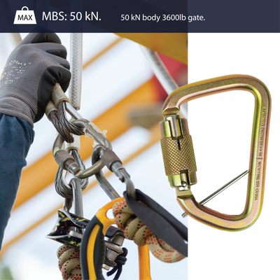 Tacoma Extra Duty 60KN - Triple Lock Carabiner - Gold