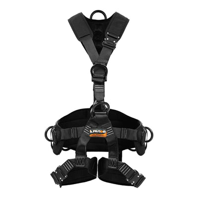Tactical Rescue Full Body Harness – Black with Flat Foam Padding & 5600 lb Webbing