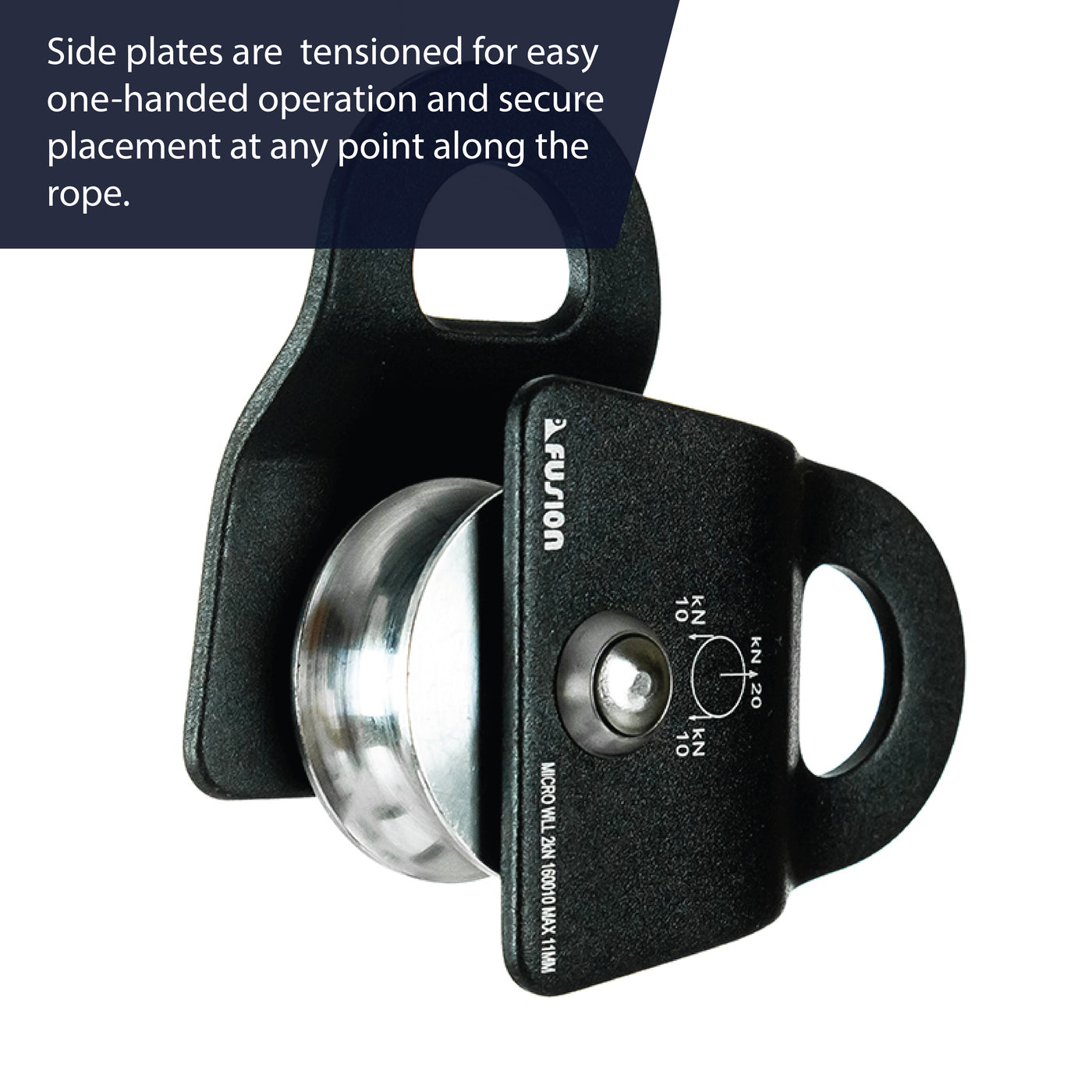 Micro Rope Pulley – Side Swing 1 ½” aluminum for Rescue Application - Black