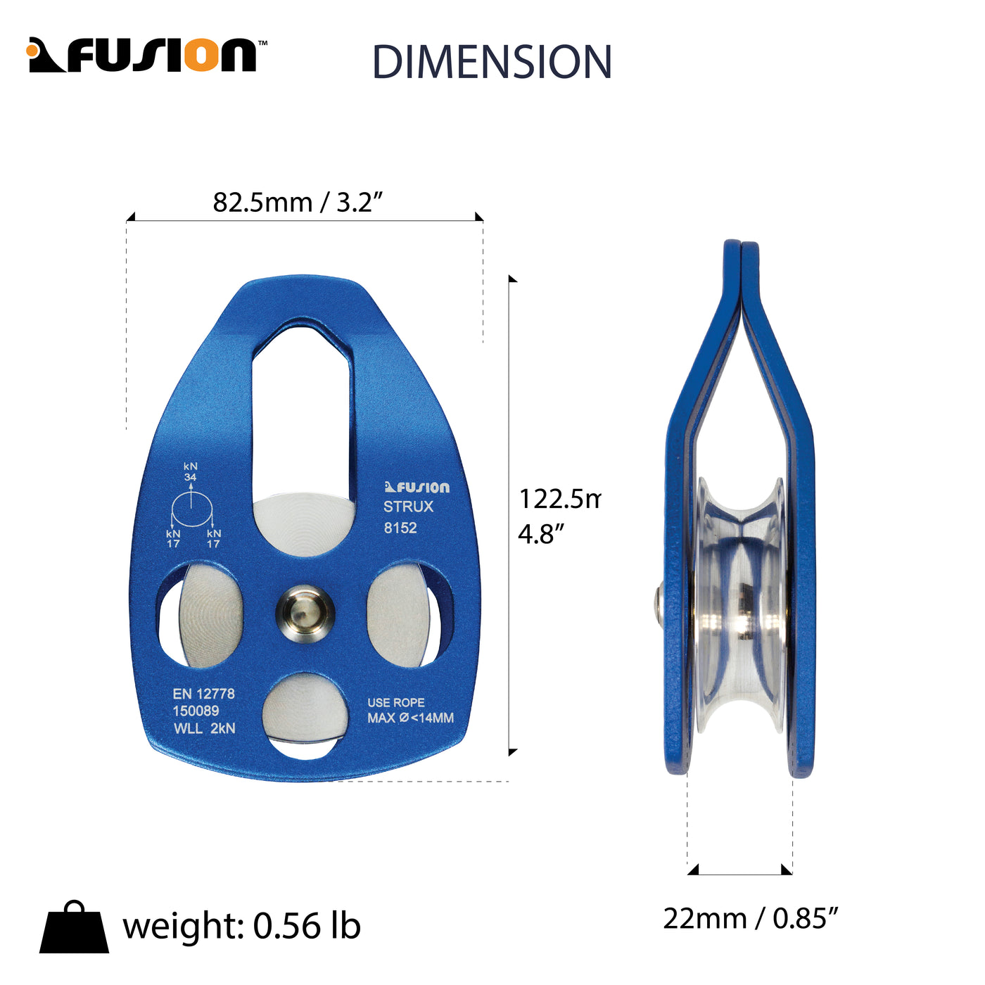 Strux Aluminum Rescue Side Swing Double Pulley