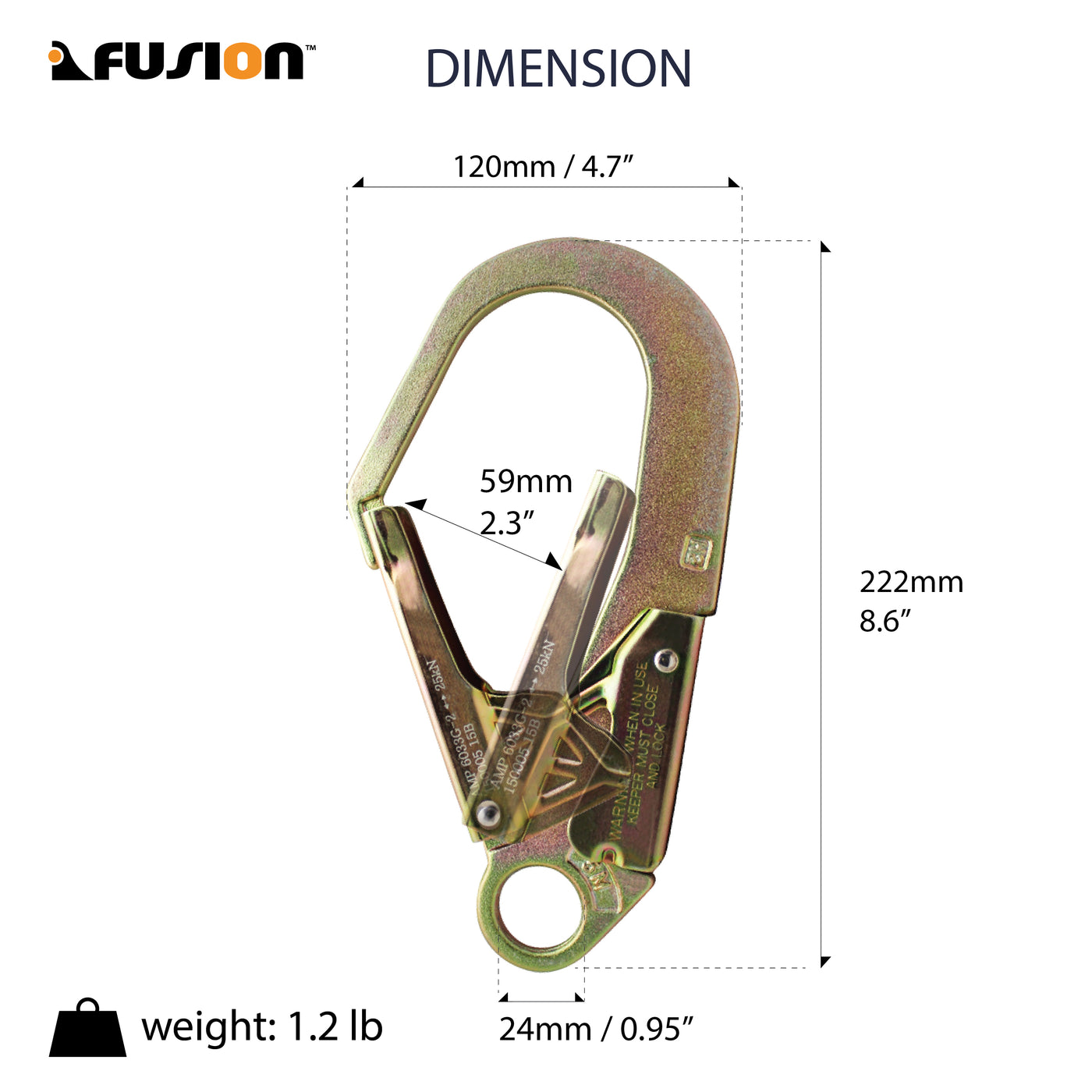 Infinity Rebar Snap Hook - Double Locking - Cadmium