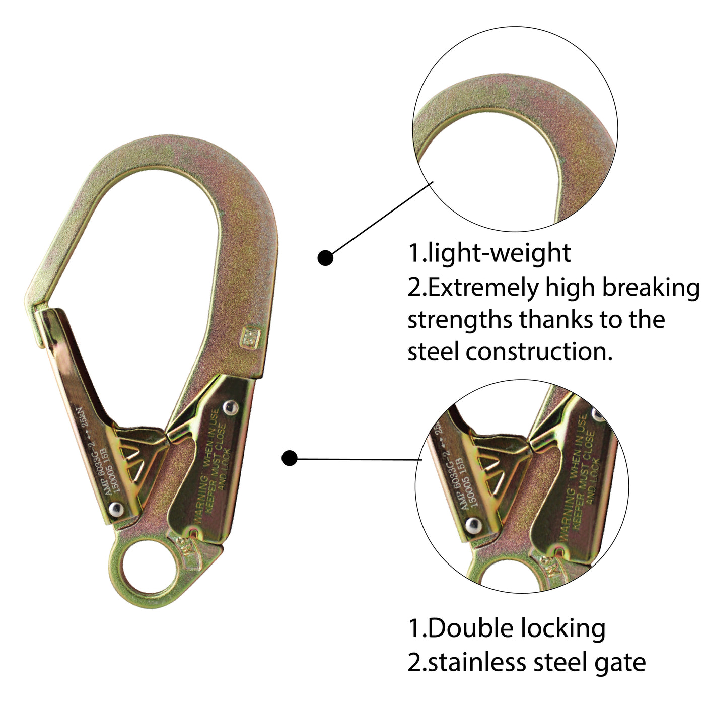 Infinity Rebar Snap Hook - Double Locking - Cadmium