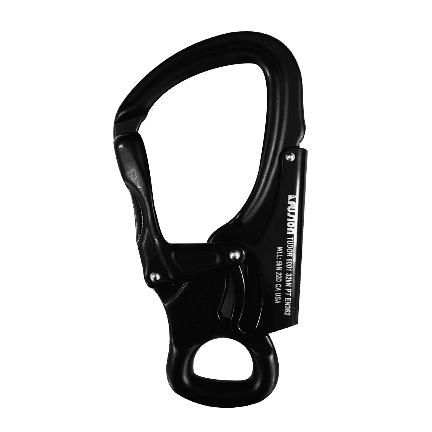 Tudor Flat Loop Aluminum Snap Hook Carabiner – Black Captive Eye Double Lock for Harness