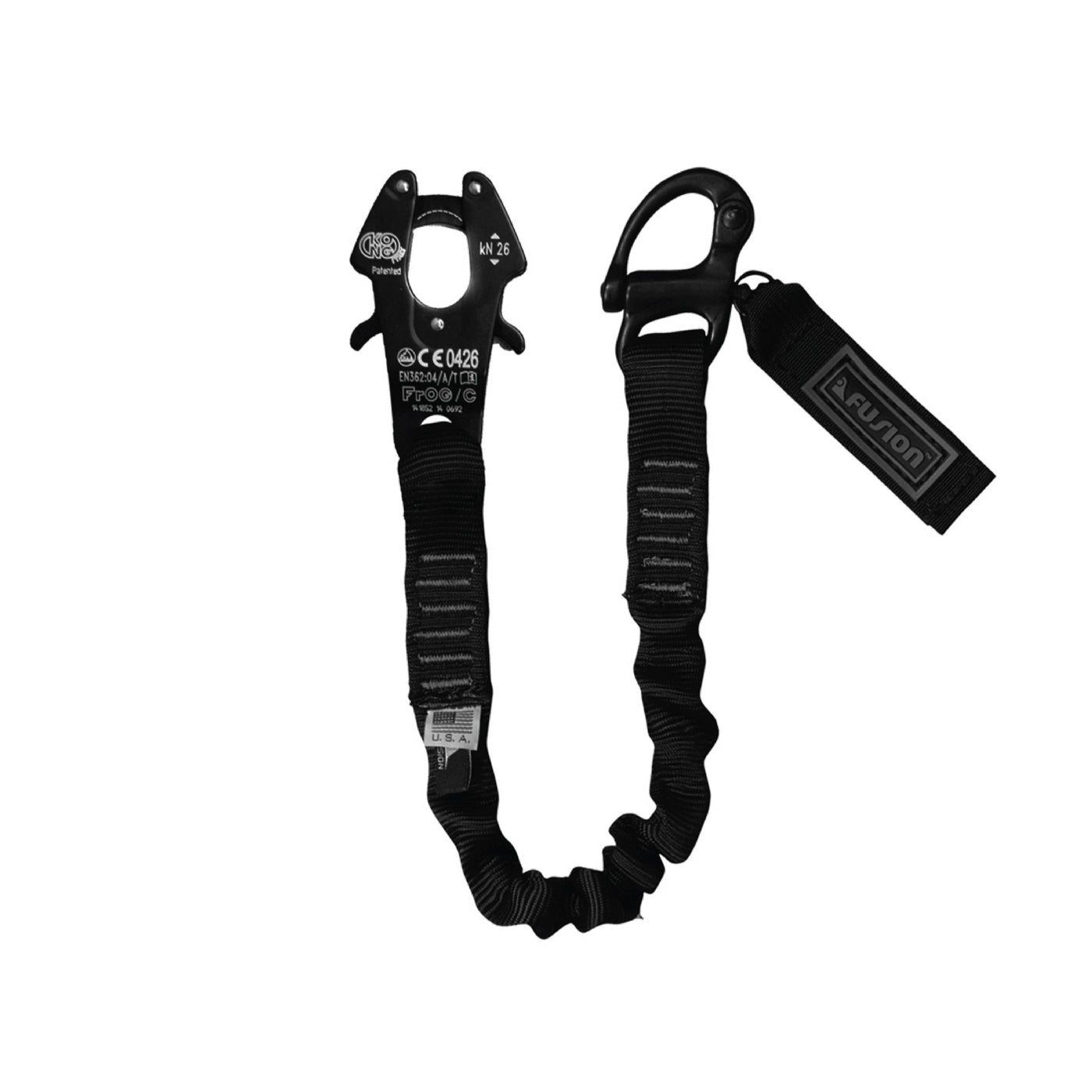 Helo Retention Lanyard BLK Kong Frog Cable & Plunger Pin Shackle