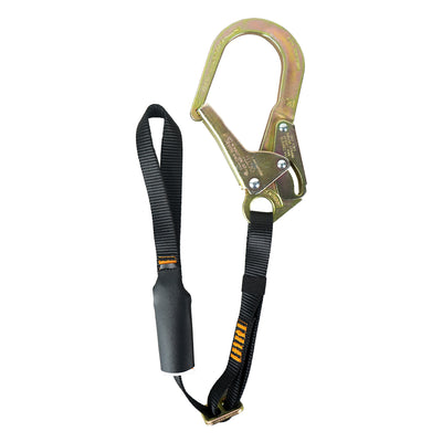 Fall Protection Adjustable Lanyard With Infinity Rebar Hook and Loop - Black