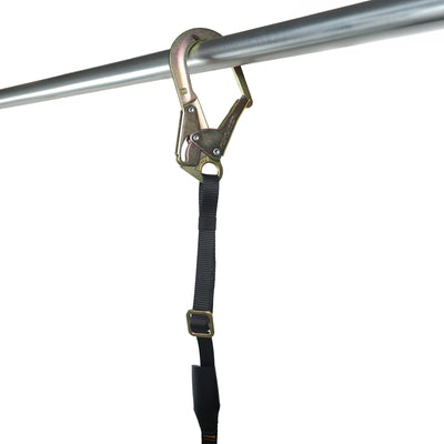 Fall Protection Adjustable Lanyard With Infinity Rebar Hook and Loop - Black