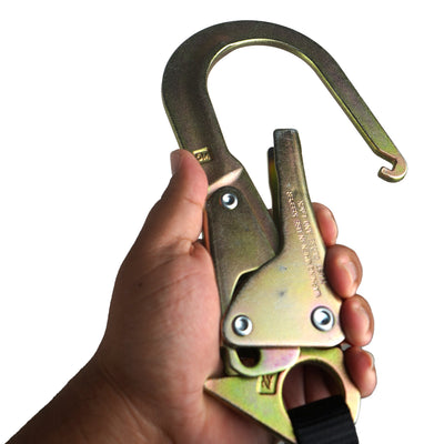 Fall Protection Adjustable Lanyard With Infinity Rebar Hook and Loop - Black