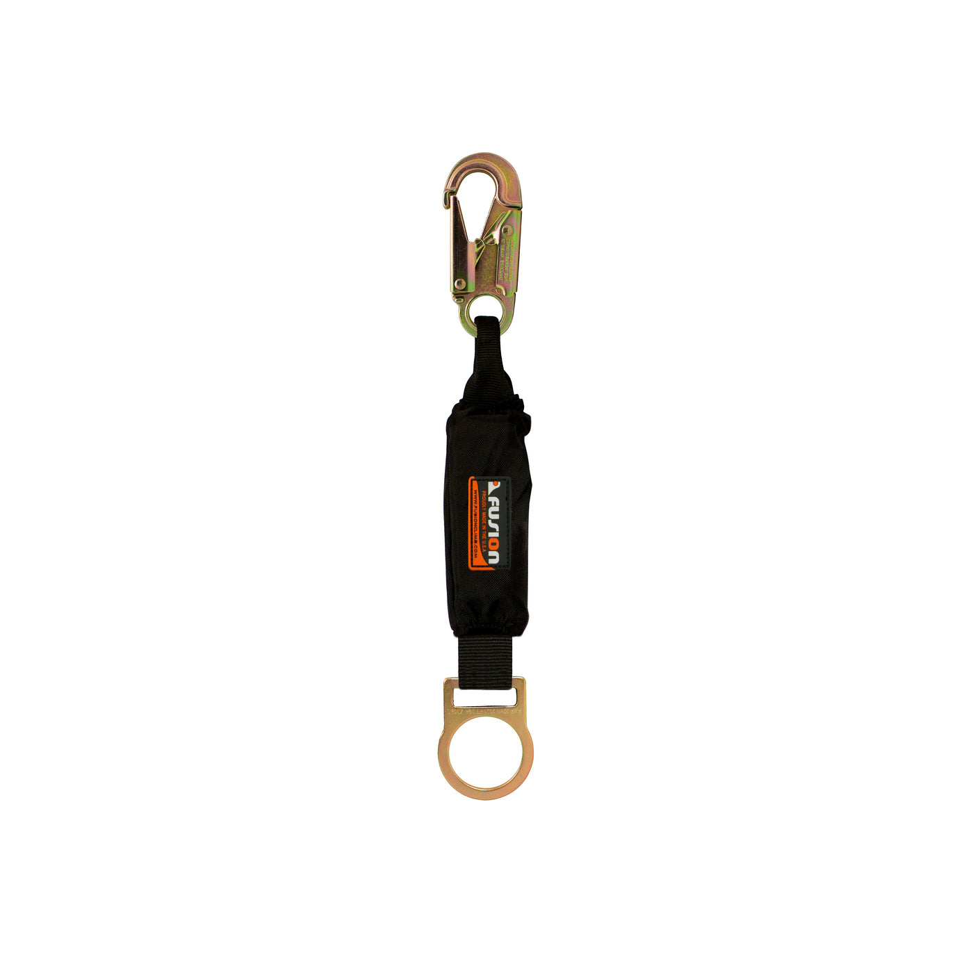 Fall Protection Steel Snap Hook and D-Ring Safety Lanyard - Black