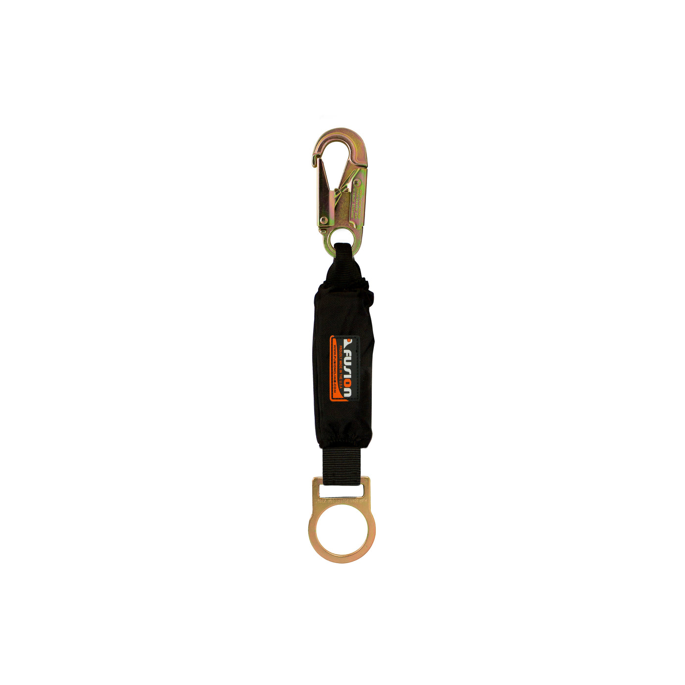 Fall Protection Steel Snap Hook and D-Ring Safety Lanyard - Black