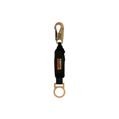 Fall Protection Steel Snap Hook and D-Ring Safety Lanyard - Black