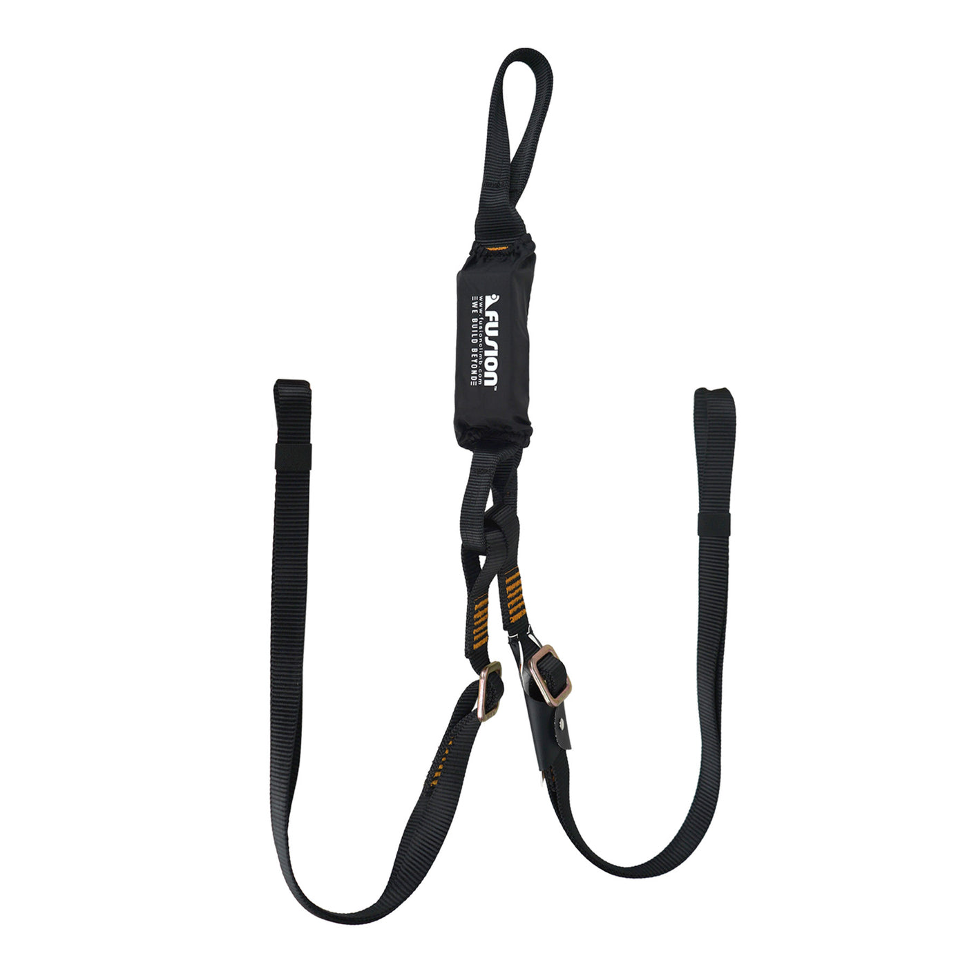 Lobster Claw Y Lanyard Adjustable Shock Absorber Zipline Zorber Packanyard with Loops - Black