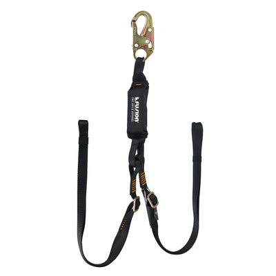 Lobster Claw Y Lanyard Adjustable Shock Absorber Zipline Zorber Packanyard with Loops - Black