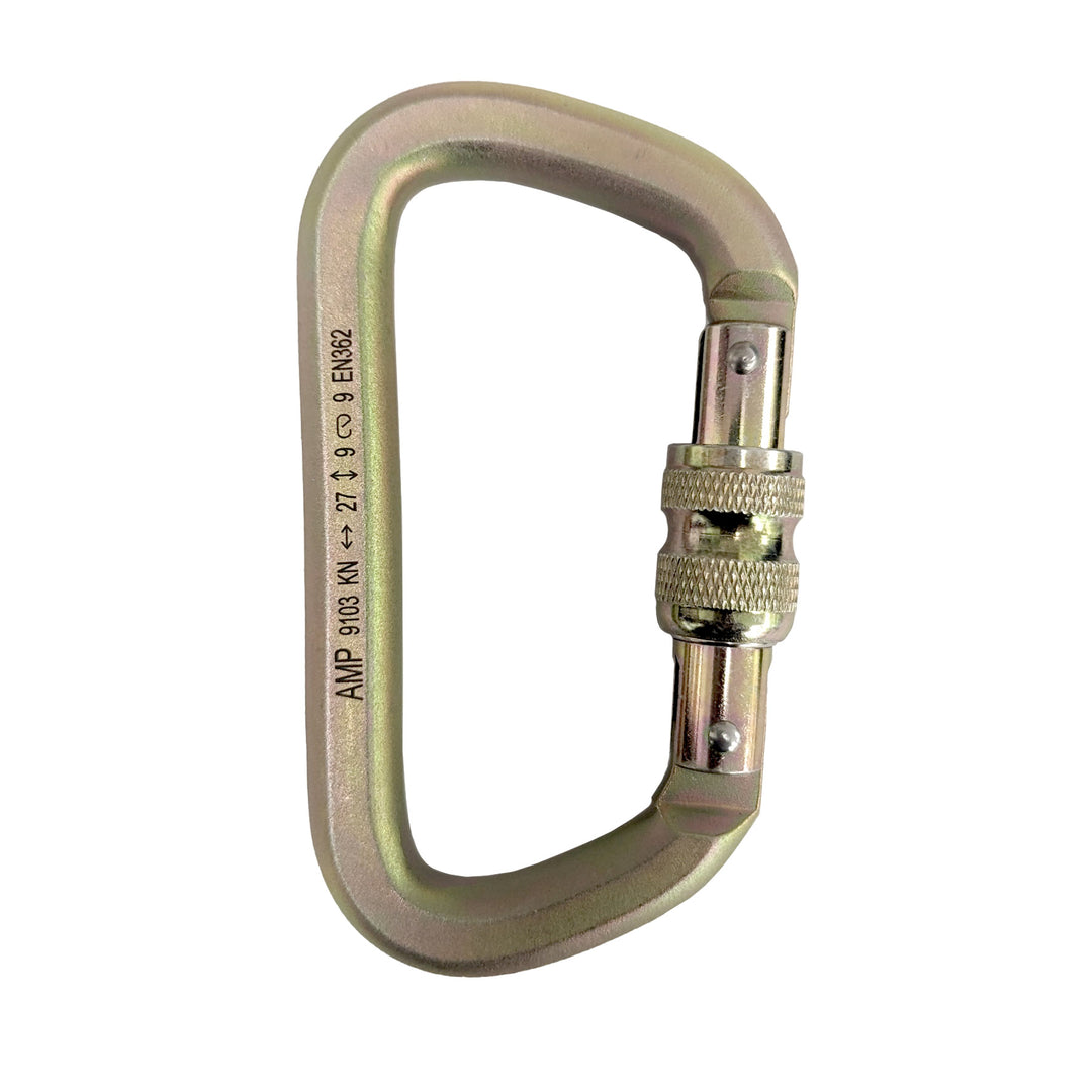 Mayan Steel Screw Lock Carabiner – Gold Climbing Clip with Pin