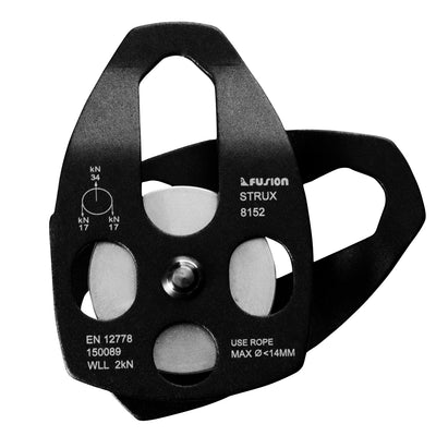 Strux Aluminum Rescue Side Swing Double Pulley - Black.