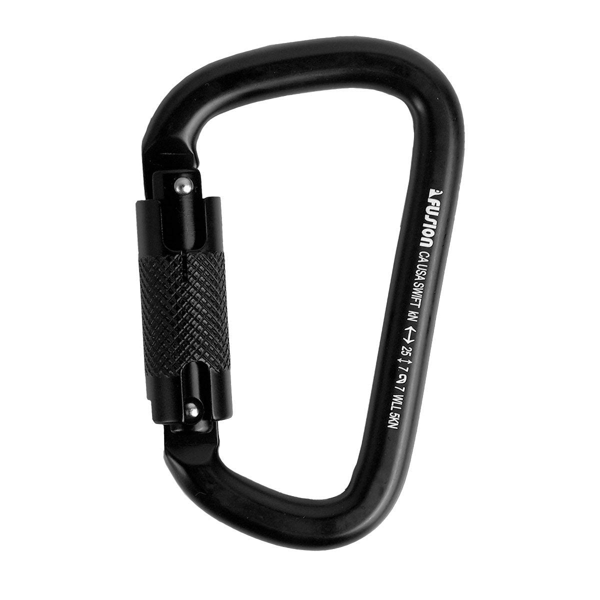 Swift Auto Lock Modified D Shape Carabiner – Black Aluminum Clip for Climbing & Arborist