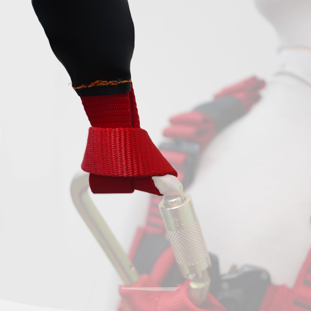 Zip LIne Techer Adjustable Lanyard & Captive Eye Carabiner - Red