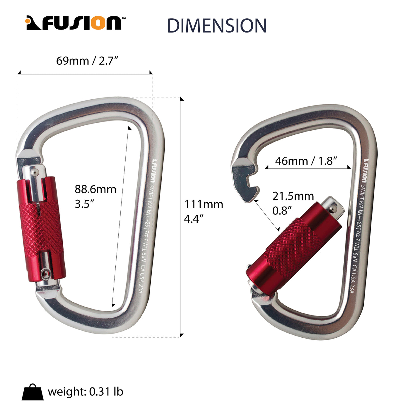 Swift High Strength - Auto Locking Carabiner - Sliver