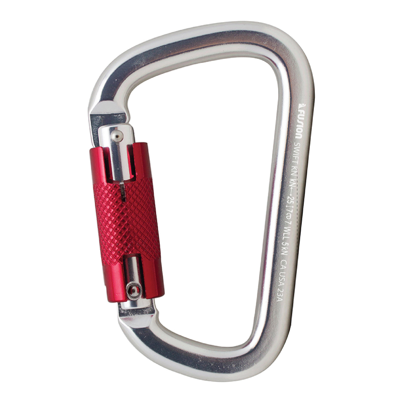 Swift Auto Lock Modified D Shape Carabiner - Silver & Red