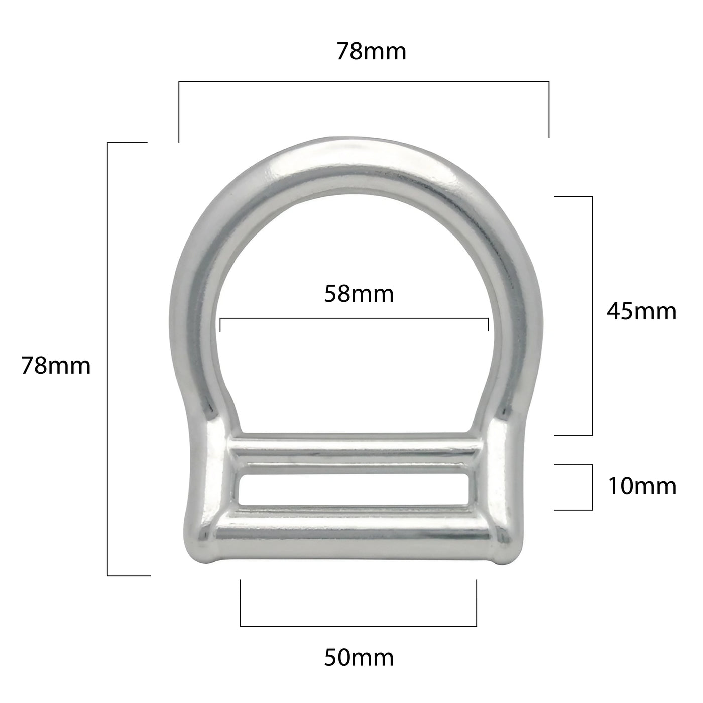 Bent Aluminum Slotted D-Ring for 1 3/4" Webbing