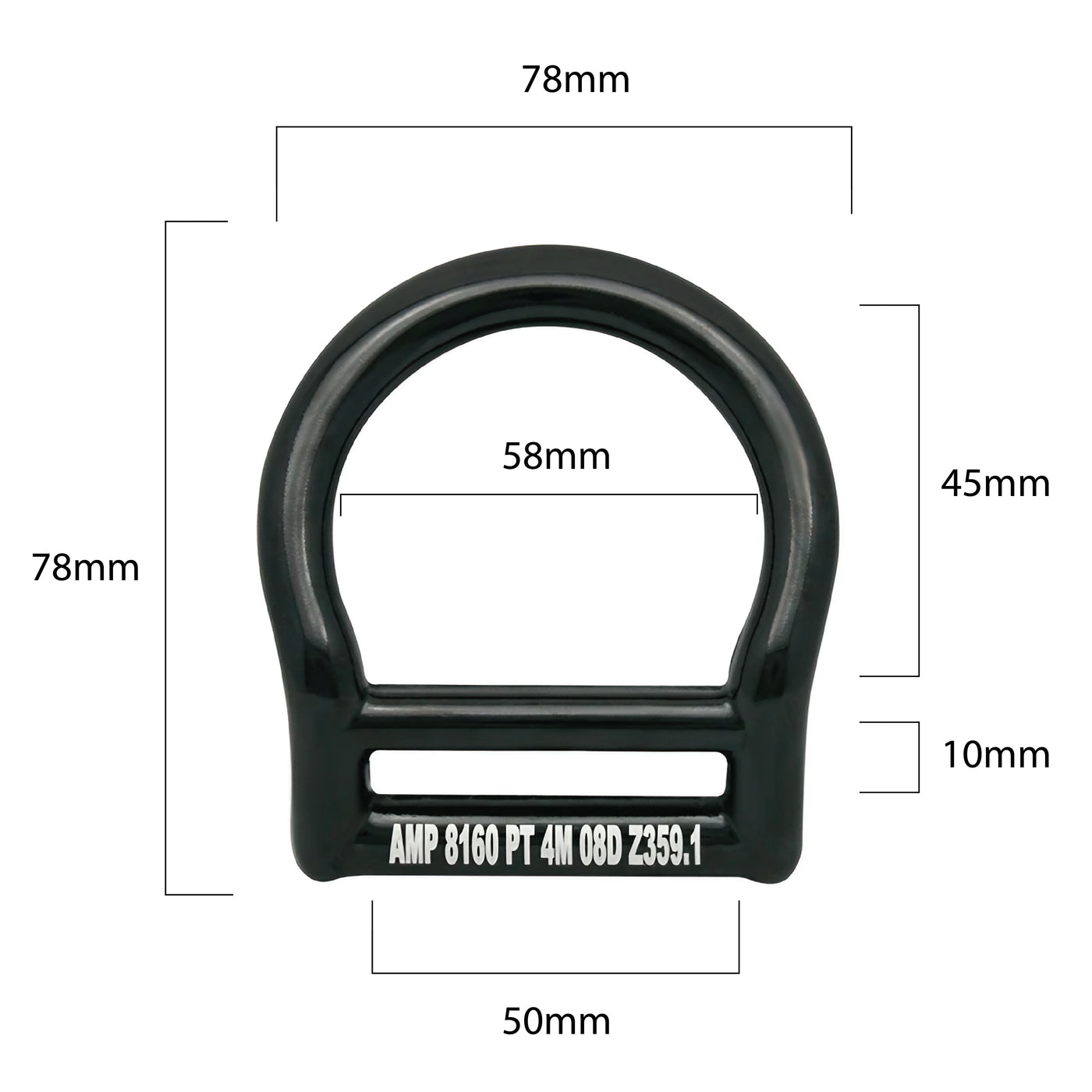 Bent Aluminum Slotted D-Ring for 1 3/4" Webbing