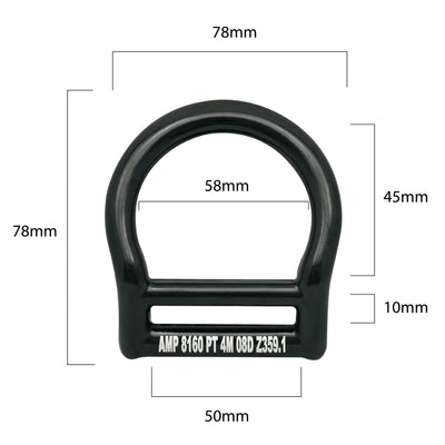 Bent Aluminum Slotted D-Ring for 1 3/4" Webbing