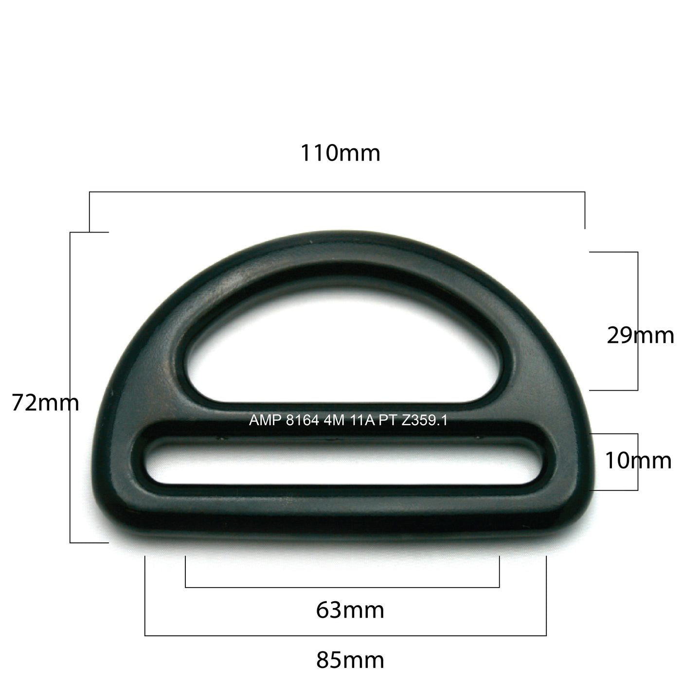 Bretta Aluminum Slotted D-Ring for 3 1/4" Webbing Black